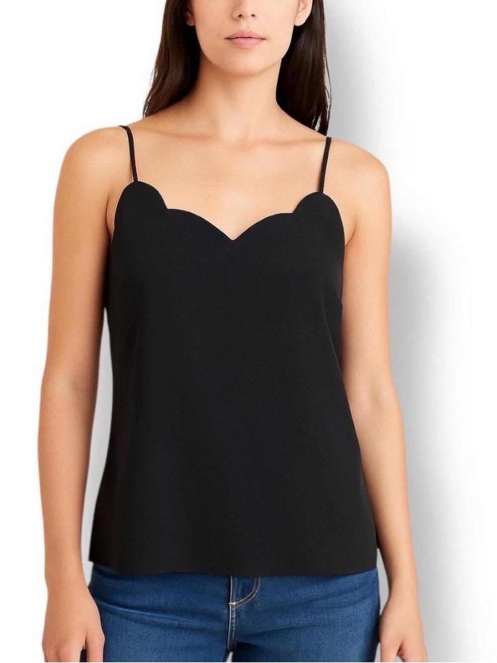 J. Crew Black Scallop-Edge Camisole